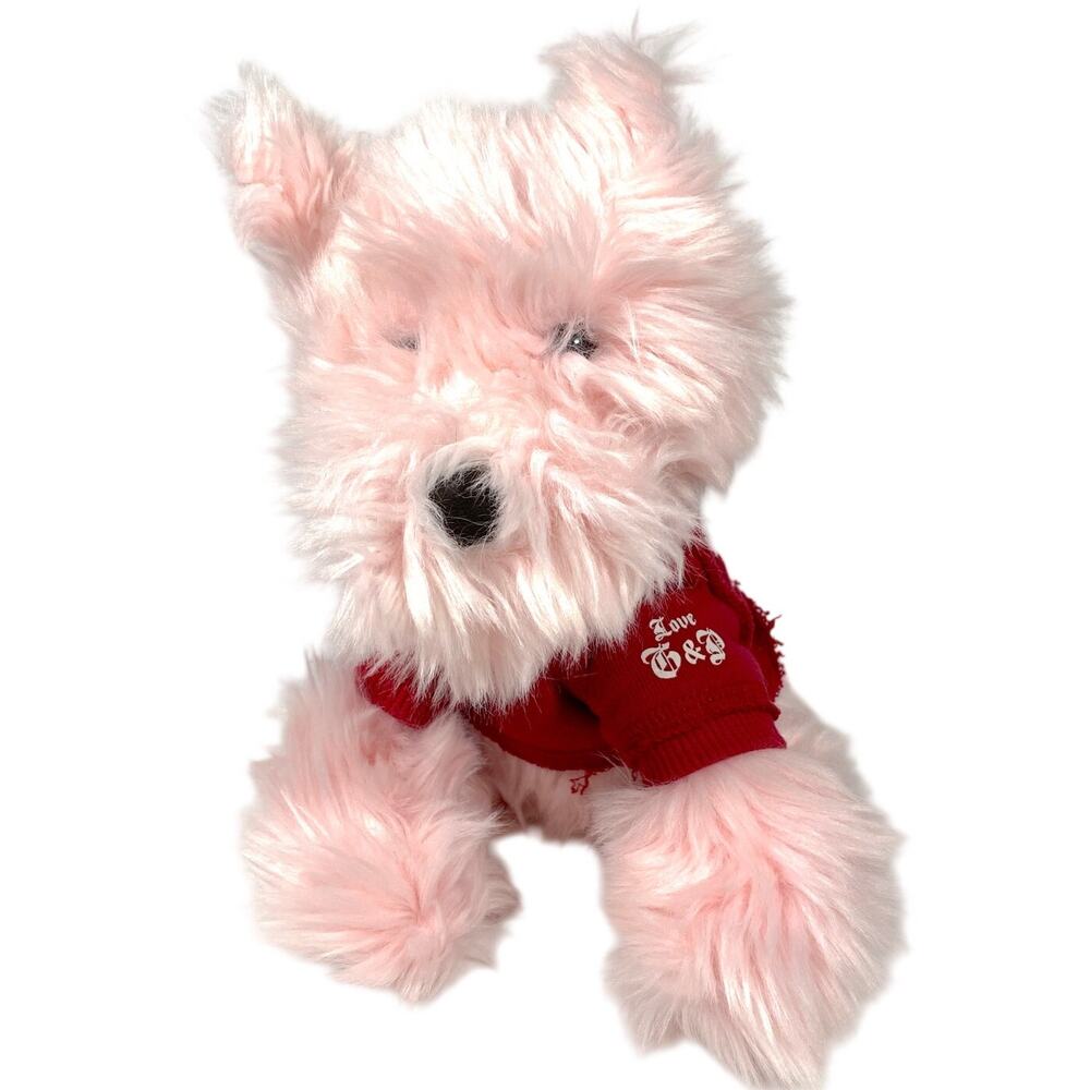 VTG Juicy Couture Gund Collab Pink Scottie Dog Stuffed Animal Plush Red Shirt